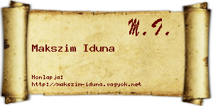 Makszim Iduna névjegykártya
